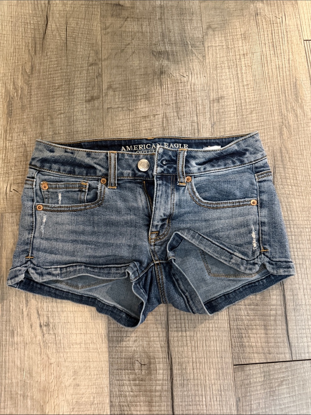 American Eagle Outfitters Distressed Light Blue Denim Cutoff Shorts